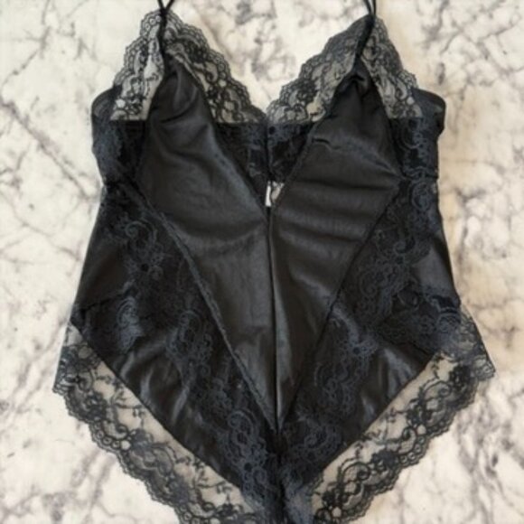 Ms Leslee Bodysuit Sexy Teddy Black Lace Spaghetti Strap Playsuit One Piece - Picture 10 of 10